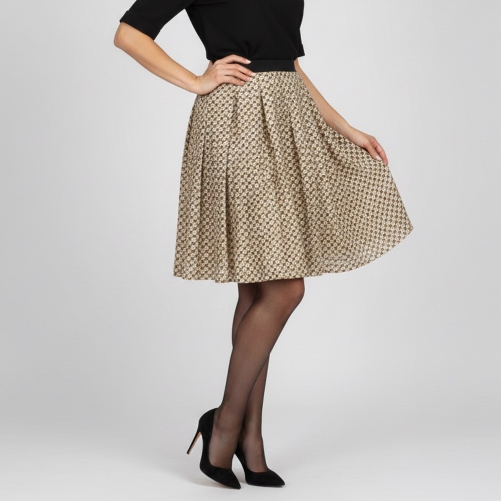Banana Republic Y2K Silk Gold & Brown Pattern Skirt‎